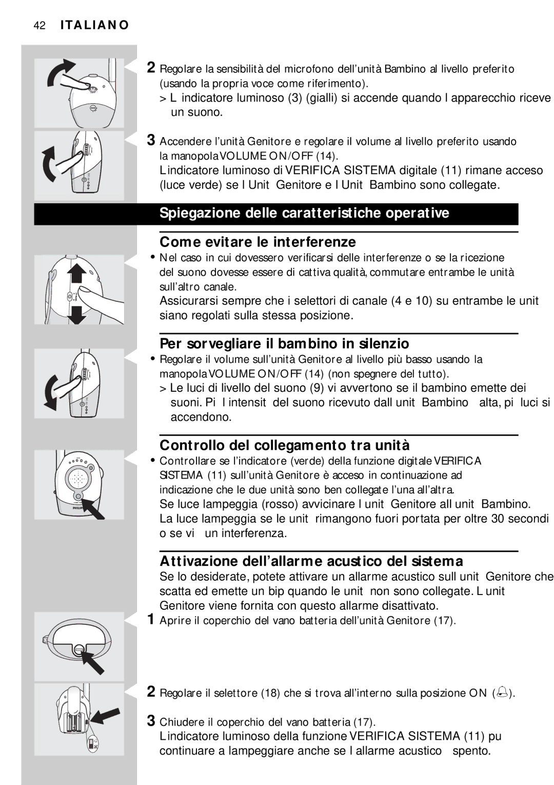 Philips SC464SBC manual Spiegazione delle caratteristiche operative, Come evitare le interferenze 