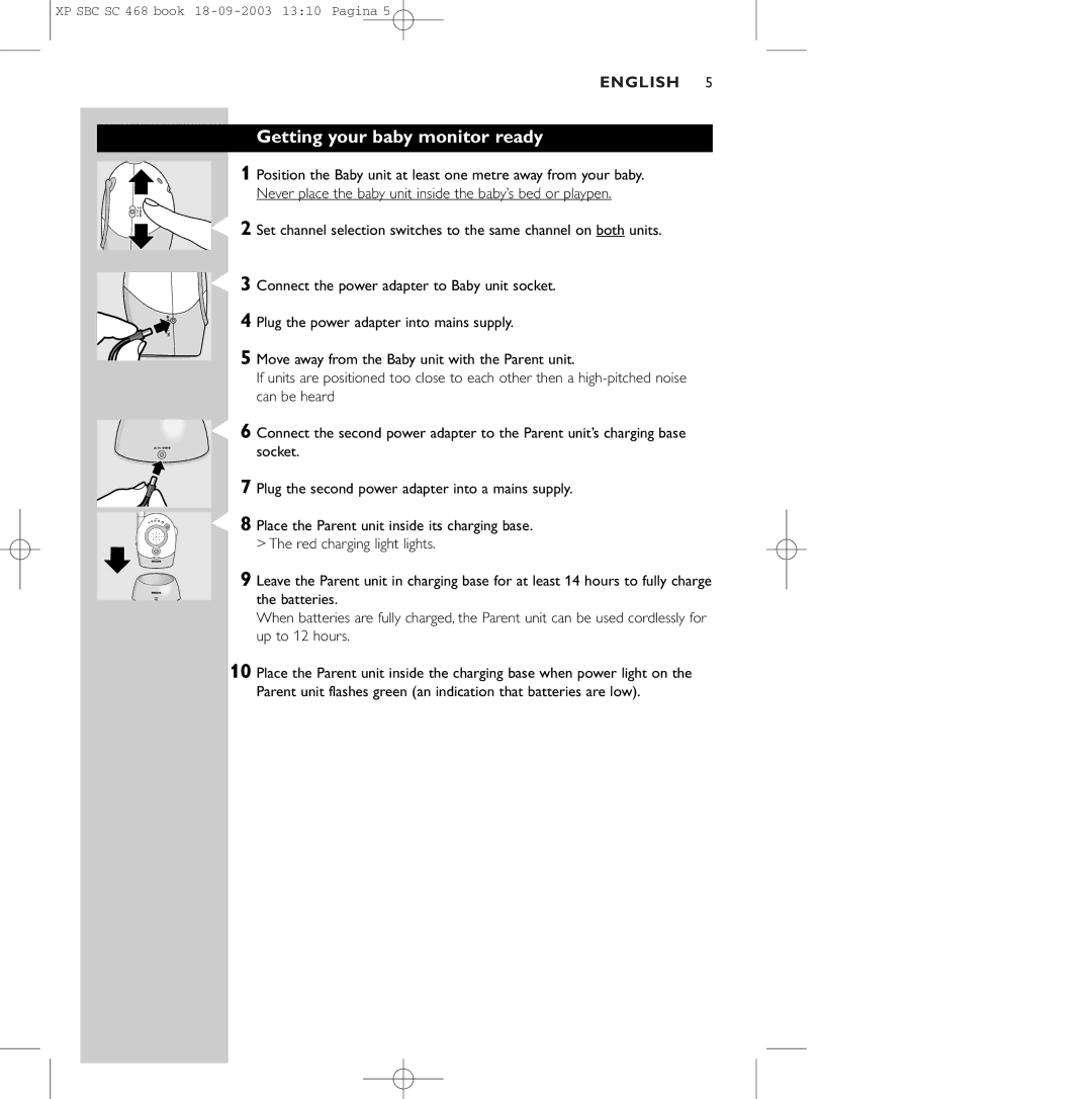 Philips SC468 manual Getting your baby monitor ready 