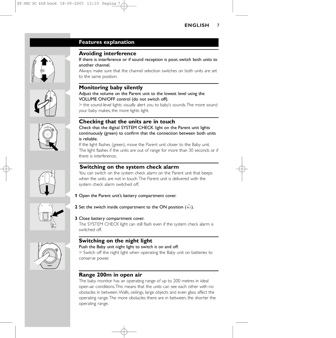 Philips SC468 manual Features explanation 