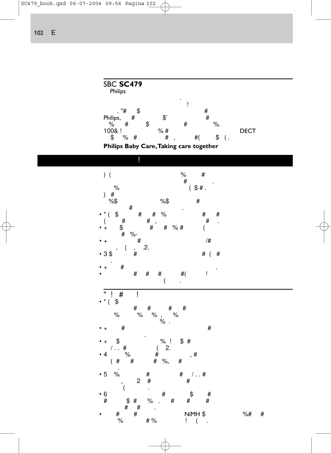 Philips SC479 DECT manual SBC SC479, 102 E 