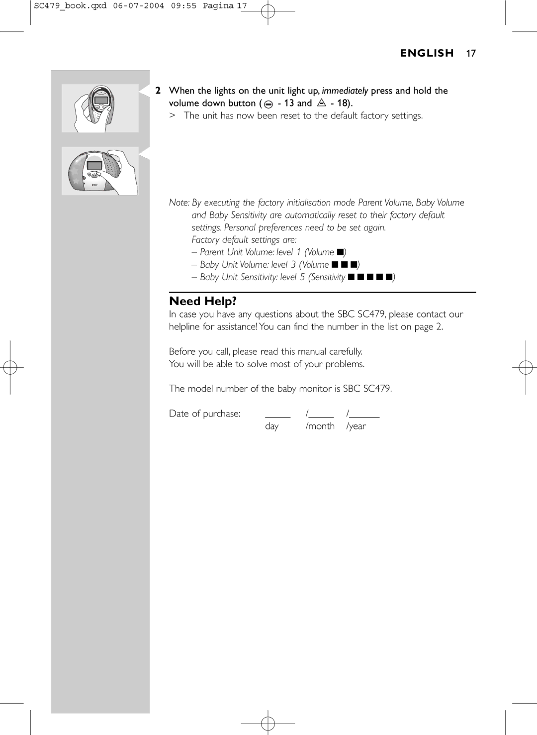 Philips SC479 manual Need Help? 