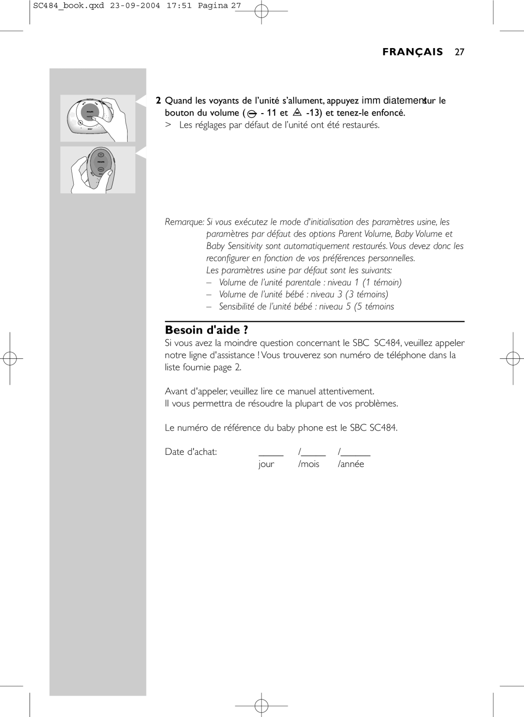 Philips SC484 manual Besoin daide ? 