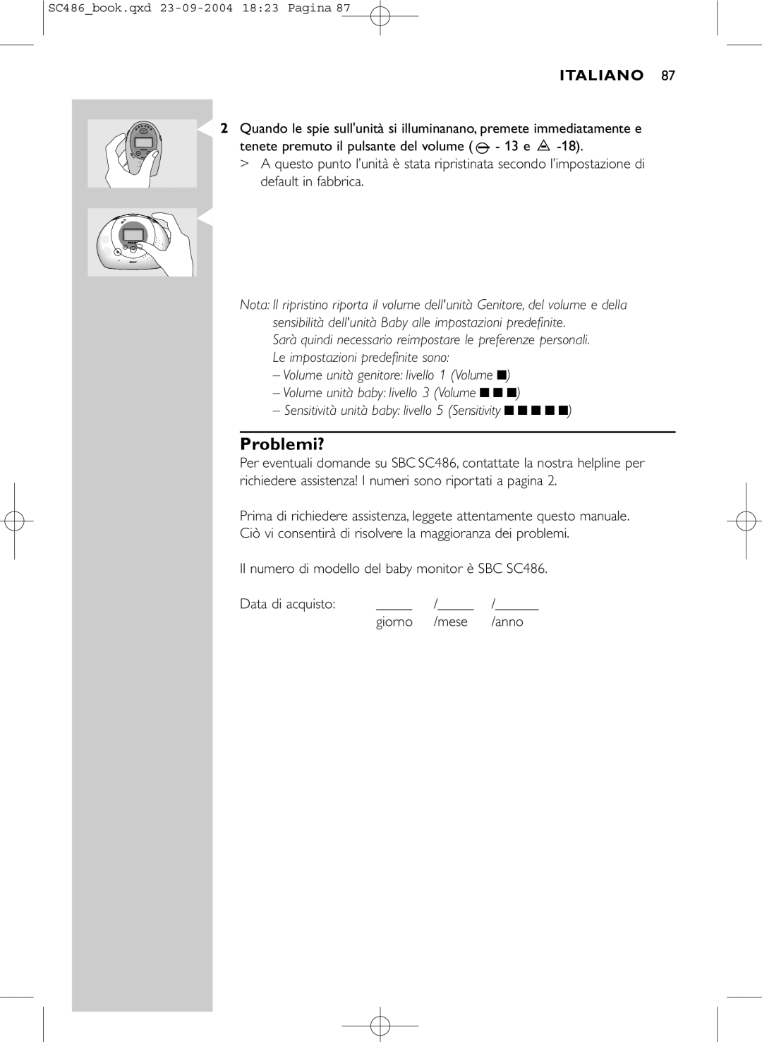 Philips SC486 DECTSBC manual Problemi? 