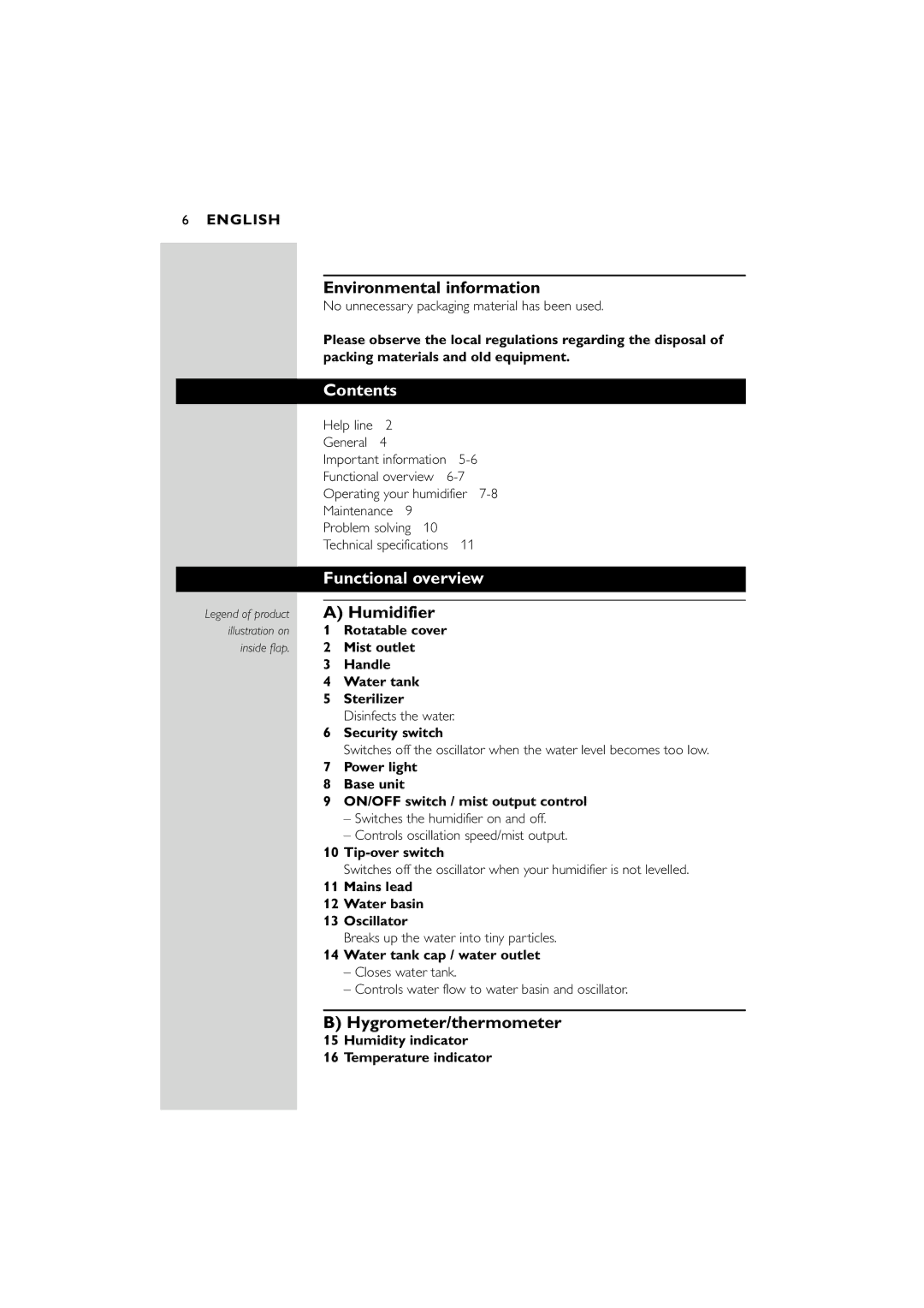 Philips SC580 manual Contents, Functional overview 