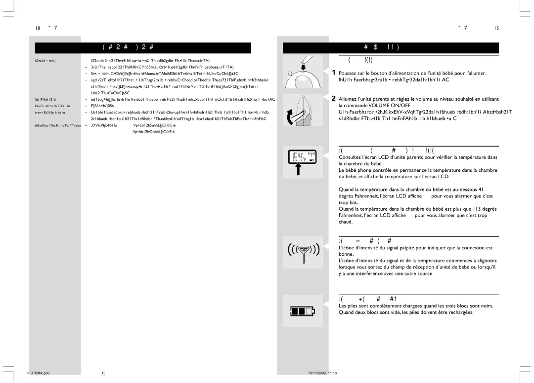 Philips SC769 warranty Caractéristiques techniques, Comment utiliser votre babyphone 