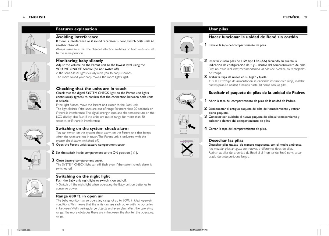 Philips SC769 warranty Features explanation 