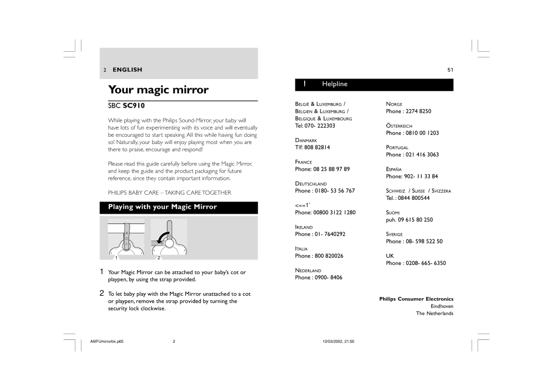 Philips SC910 warranty Your magic mirror, Playing with your Magic Mirror, English 