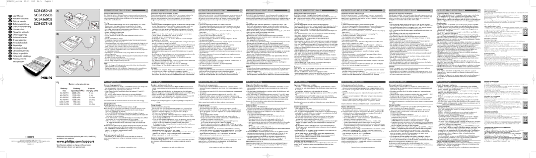 Philips SCB4360NB operating instructions SCB4350NB/4355NB/4360NB/4375NBEN, SCB4350NB/4355NB/4360NB/4375NBFR, Mode d’emploi 