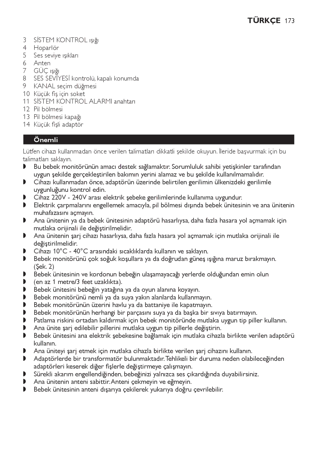 Philips SCD 469 manual Türkçe, Önemli 