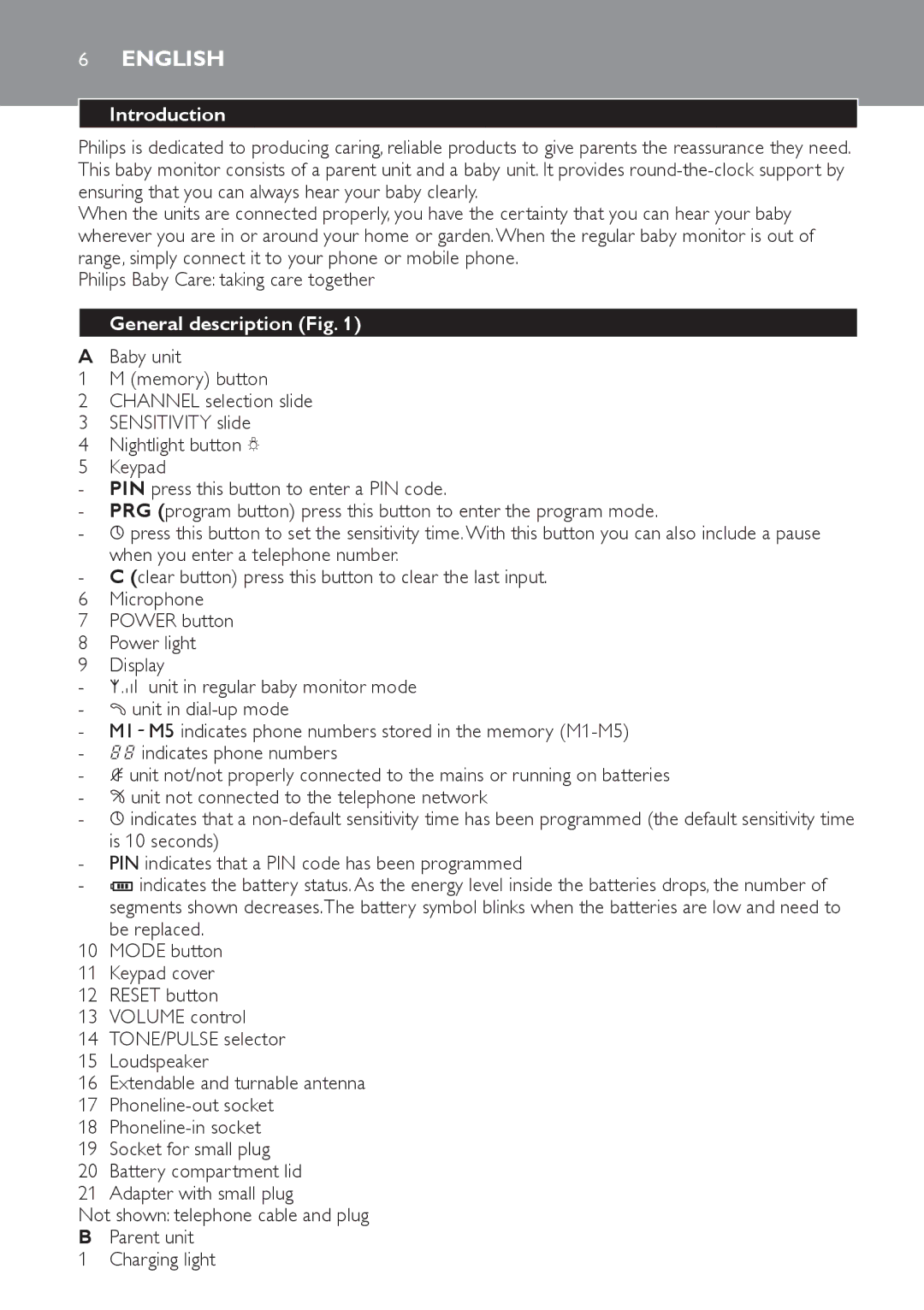 Philips SCD 469 manual English, Introduction, General description Fig 