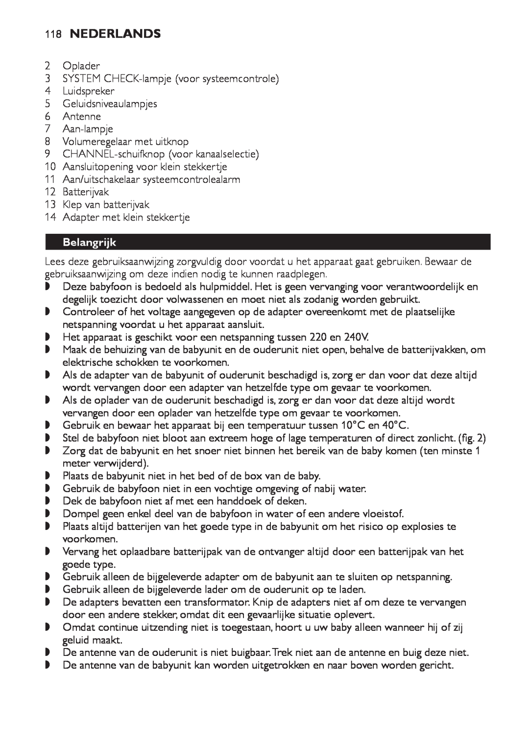 Philips SCD 469 manual 118Nederlands, Belangrijk 