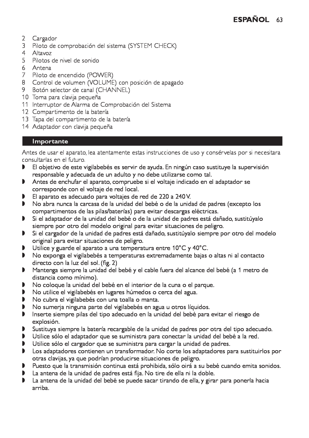 Philips SCD 469 manual Español, Importante 