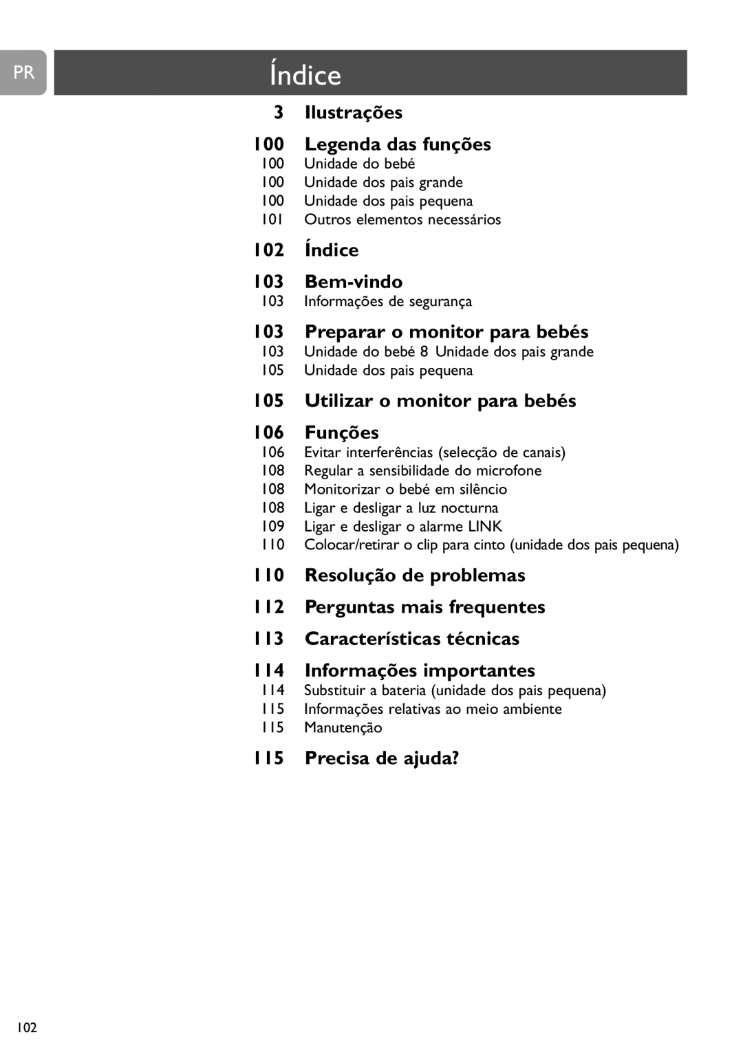 Philips SCD450 user manual PRÍndice, Informações de segurança 