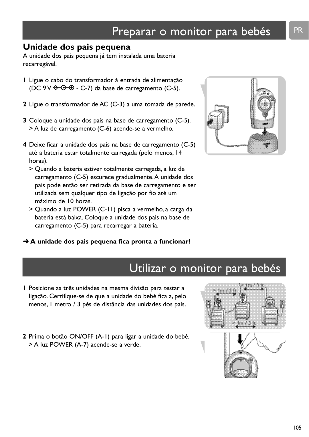 Philips SCD450 user manual Utilizar o monitor para bebés, Unidade dos pais pequena fica pronta a funcionar 