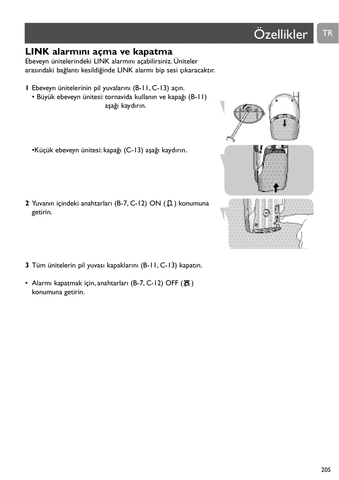 Philips SCD450 user manual Link alarmını açma ve kapatma 