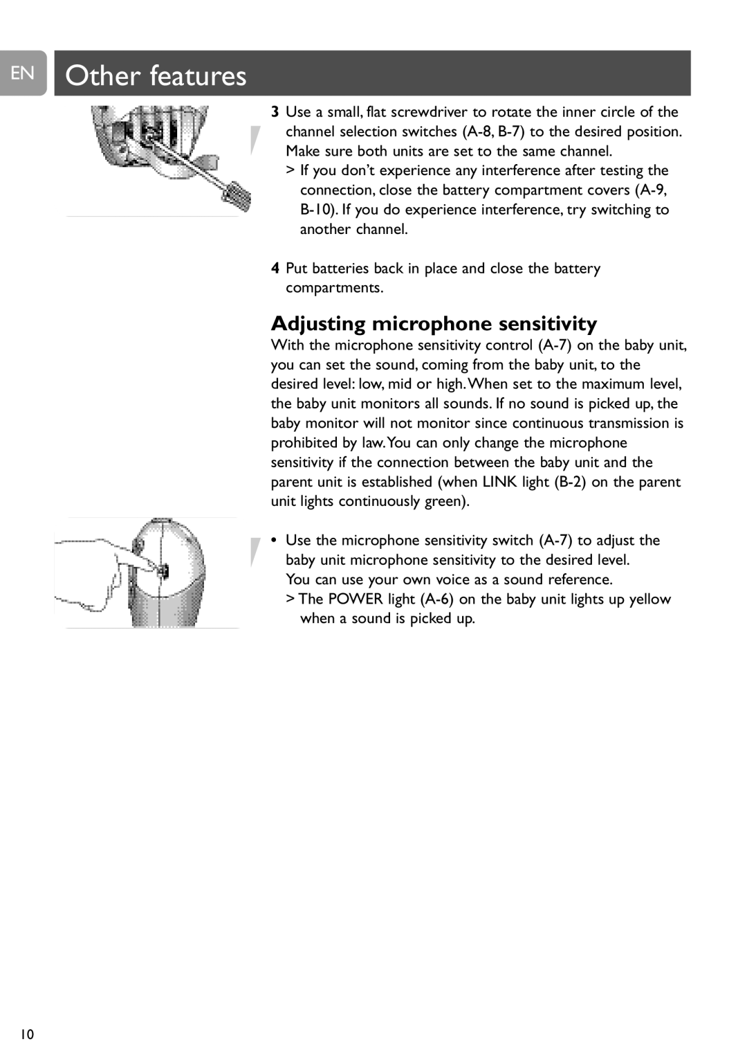 Philips SCD463 user manual EN Other features, Adjusting microphone sensitivity 