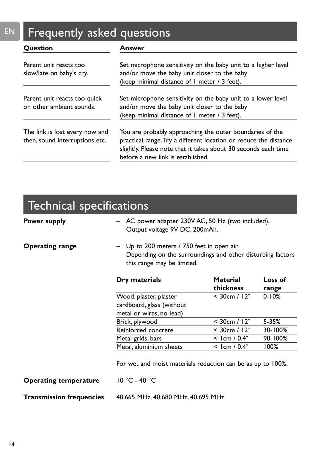 Philips SCD463 user manual EN Frequently asked questions, Technical specifications 