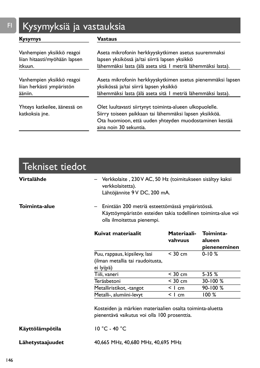 Philips SCD463 user manual FI Kysymyksiä ja vastauksia, Tekniset tiedot 