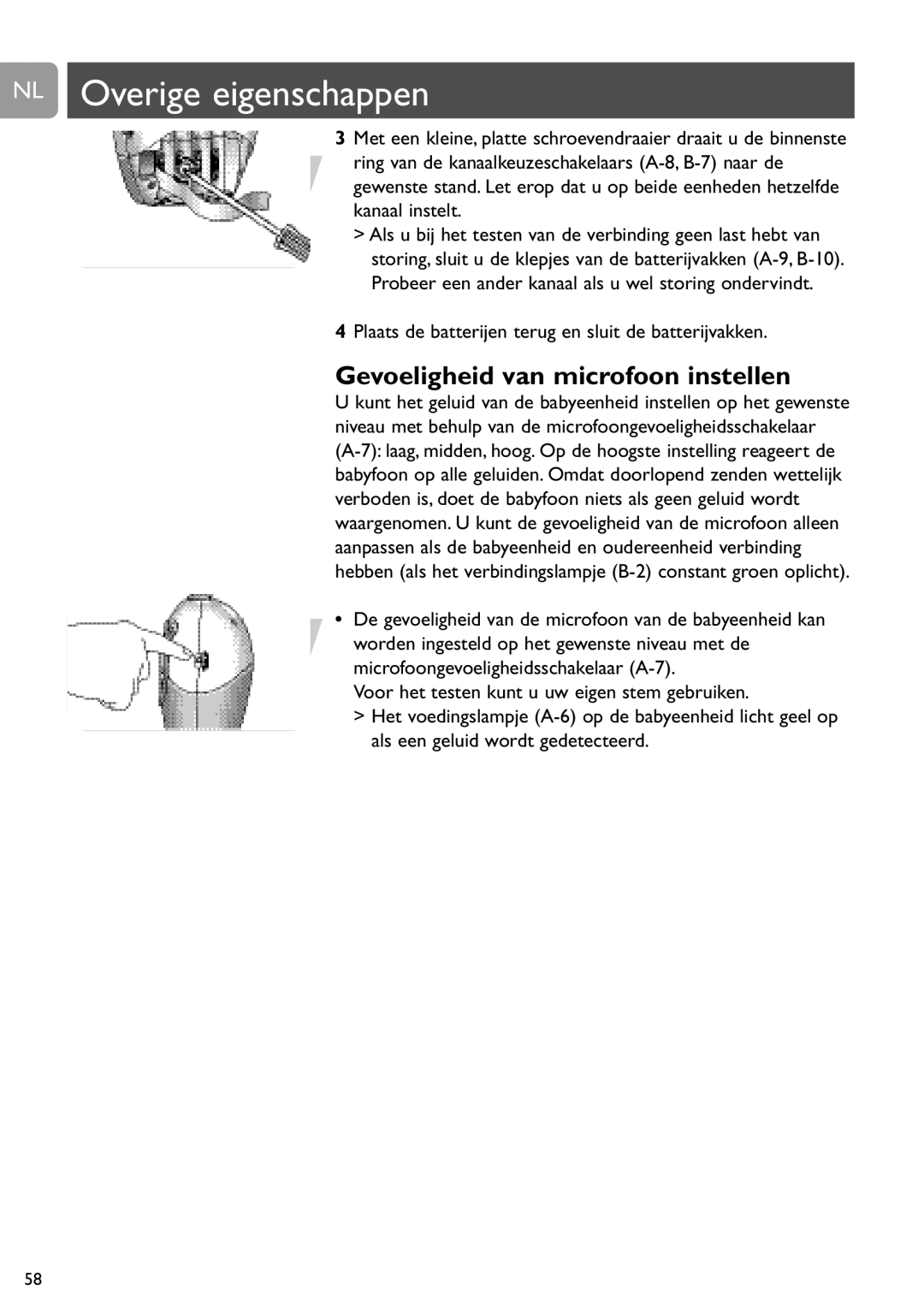 Philips SCD463 user manual NL Overige eigenschappen, Gevoeligheid van microfoon instellen 