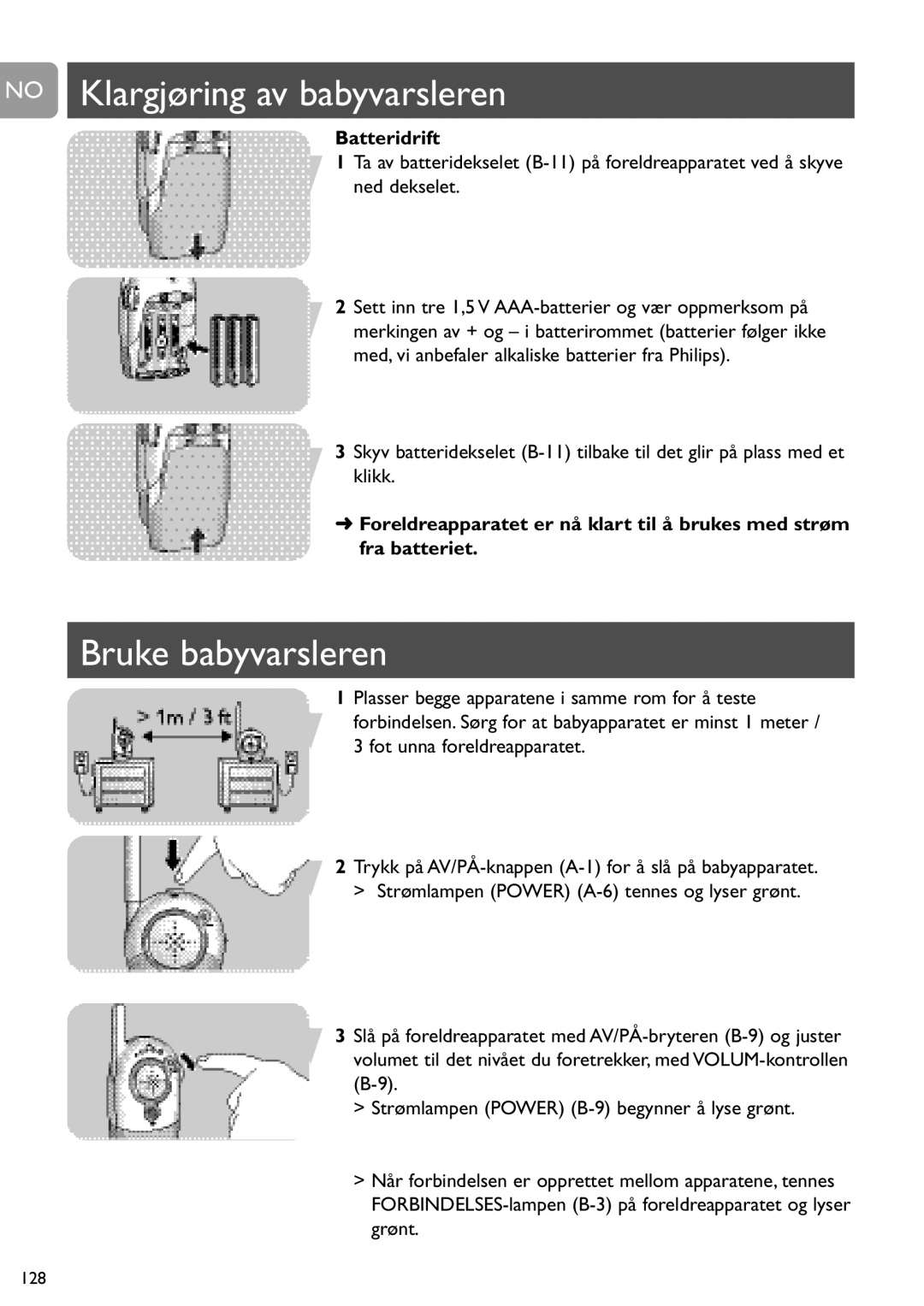 Philips SCD464 user manual No Klargjøring av babyvarsleren, Bruke babyvarsleren 