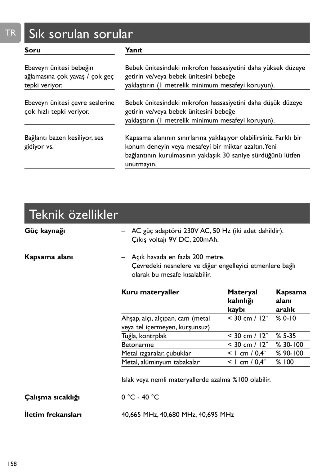 Philips SCD464 user manual TR Sık sorulan sorular, Teknik özellikler 