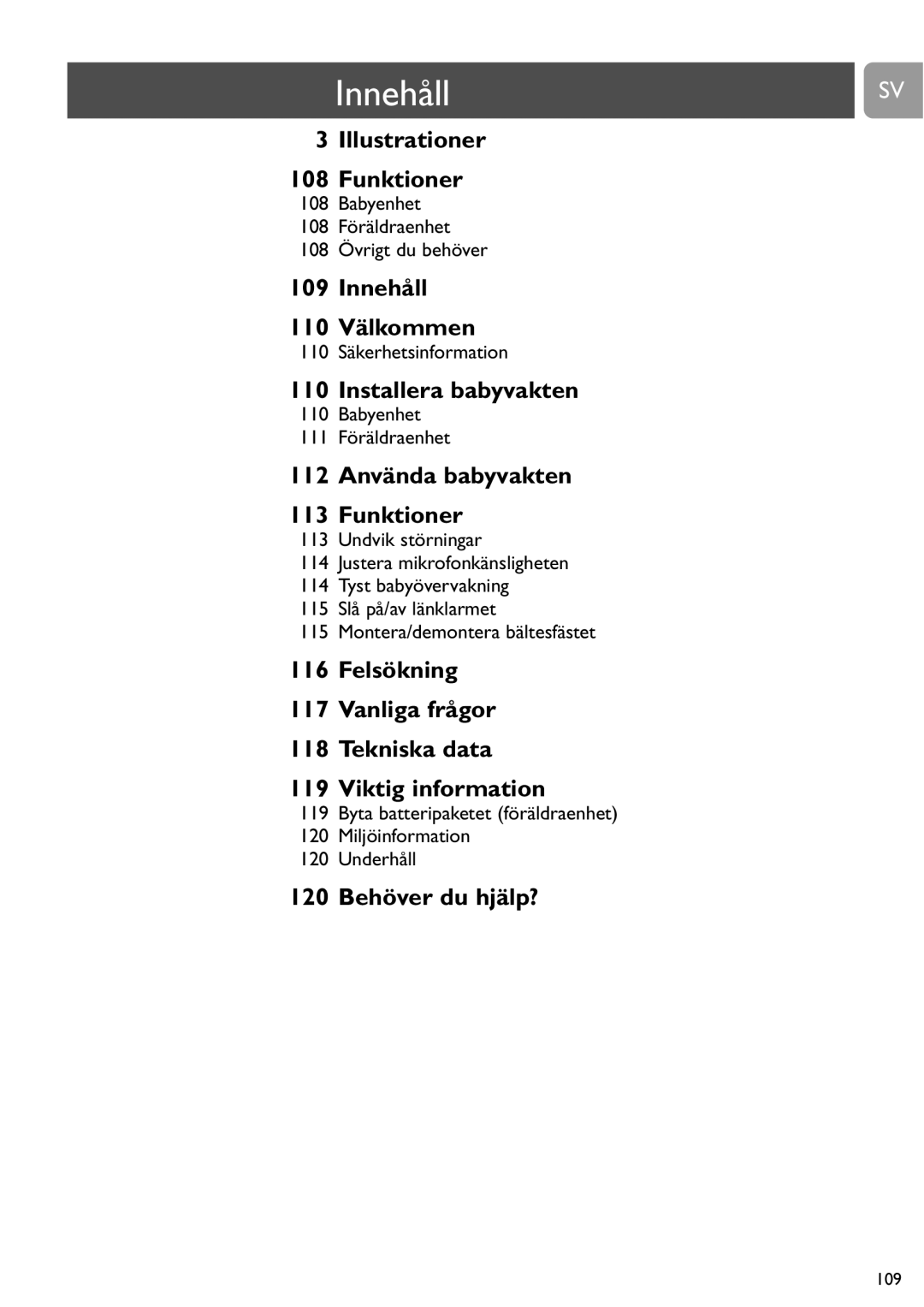 Philips SCD468 user manual Innehåll 