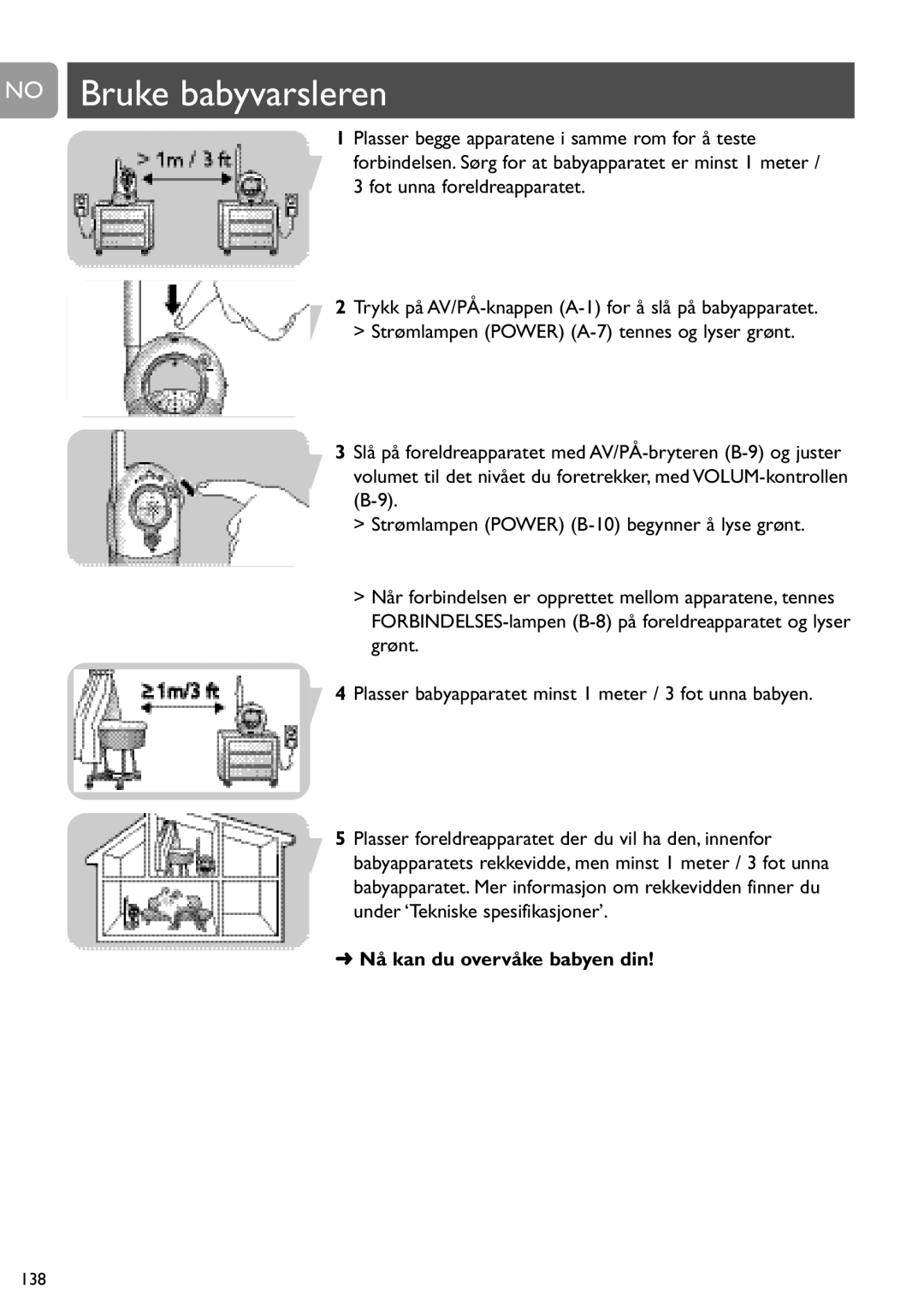 Philips SCD468 user manual No Bruke babyvarsleren, Nå kan du overvåke babyen din 