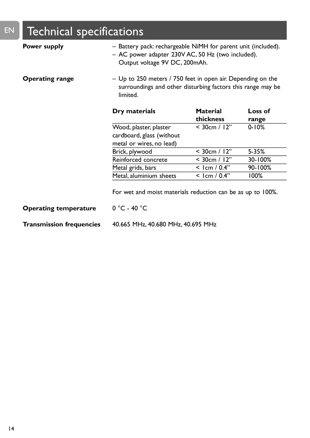 Philips SCD468 user manual EN Technical specifications 