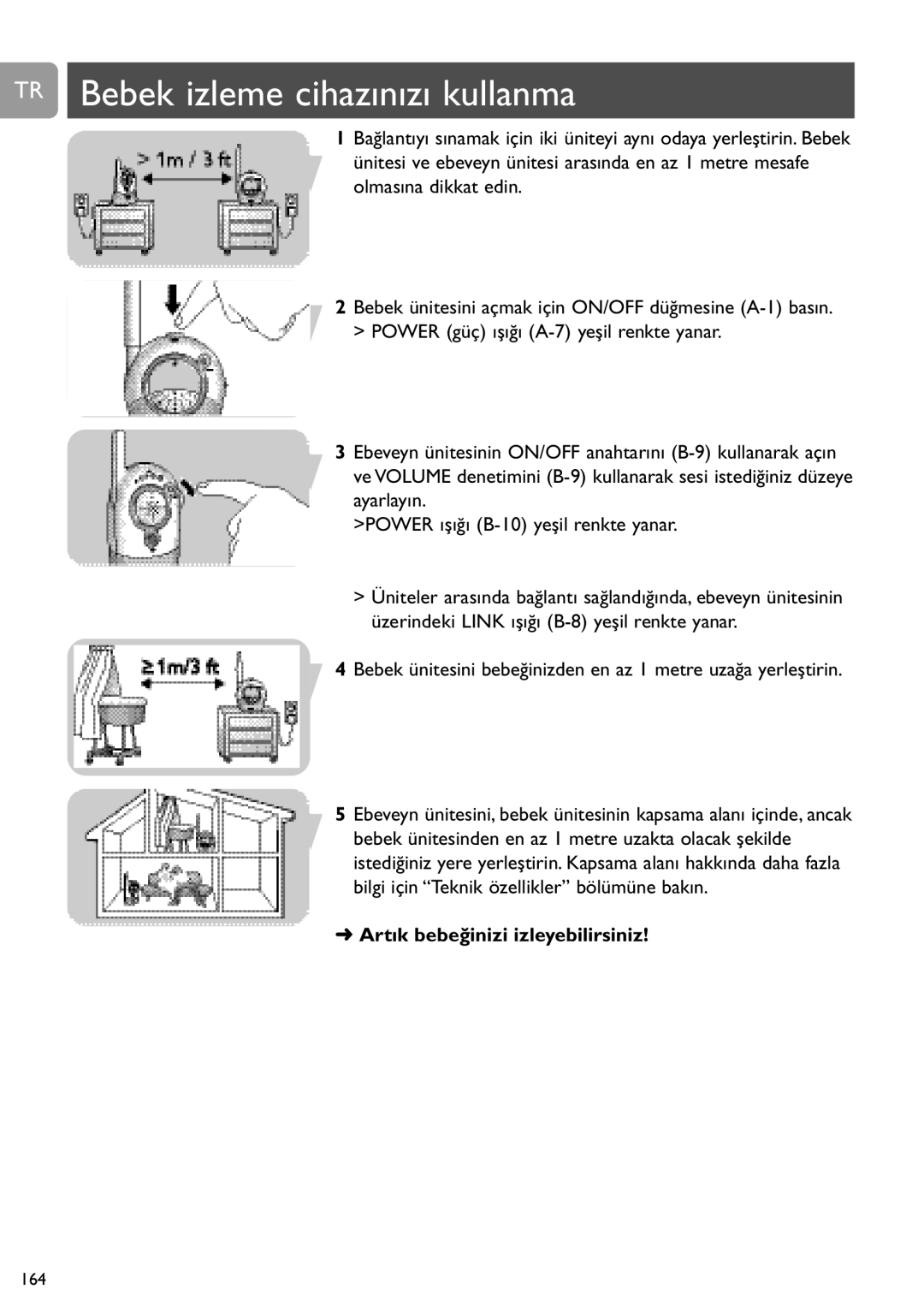 Philips SCD468 user manual TR Bebek izleme cihazınızı kullanma, Artık bebeğinizi izleyebilirsiniz 