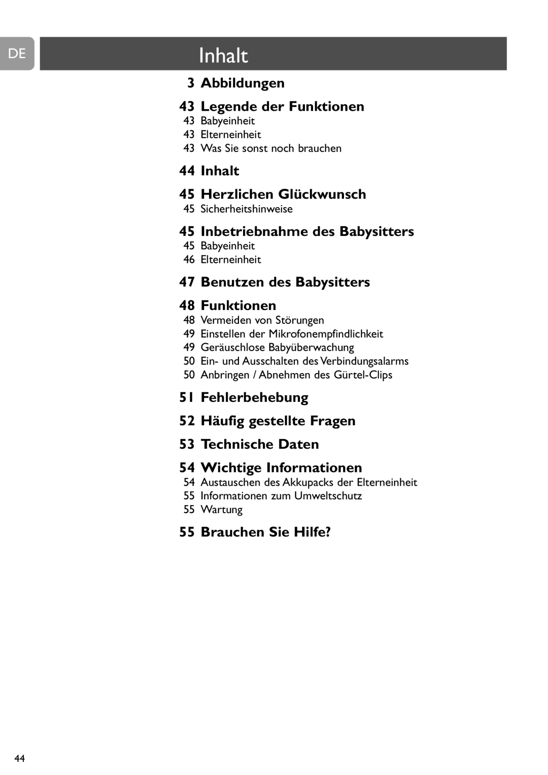 Philips SCD468 user manual DEInhalt 