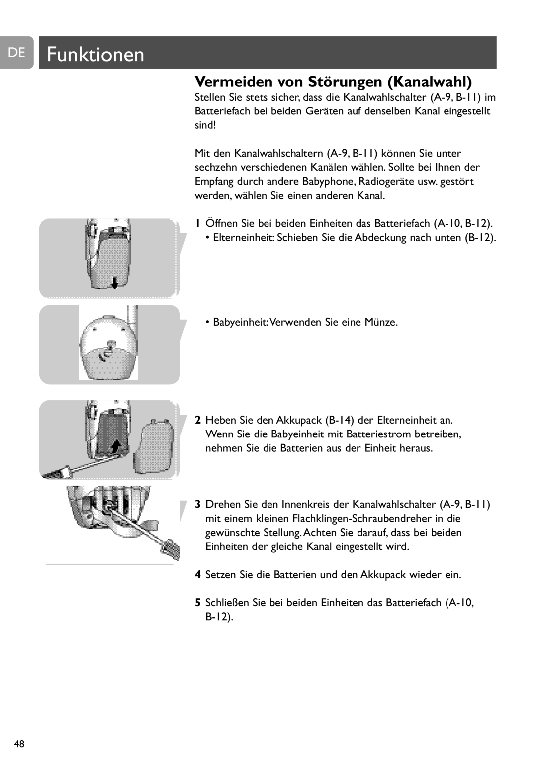 Philips SCD468 user manual DE Funktionen, Vermeiden von Störungen Kanalwahl 