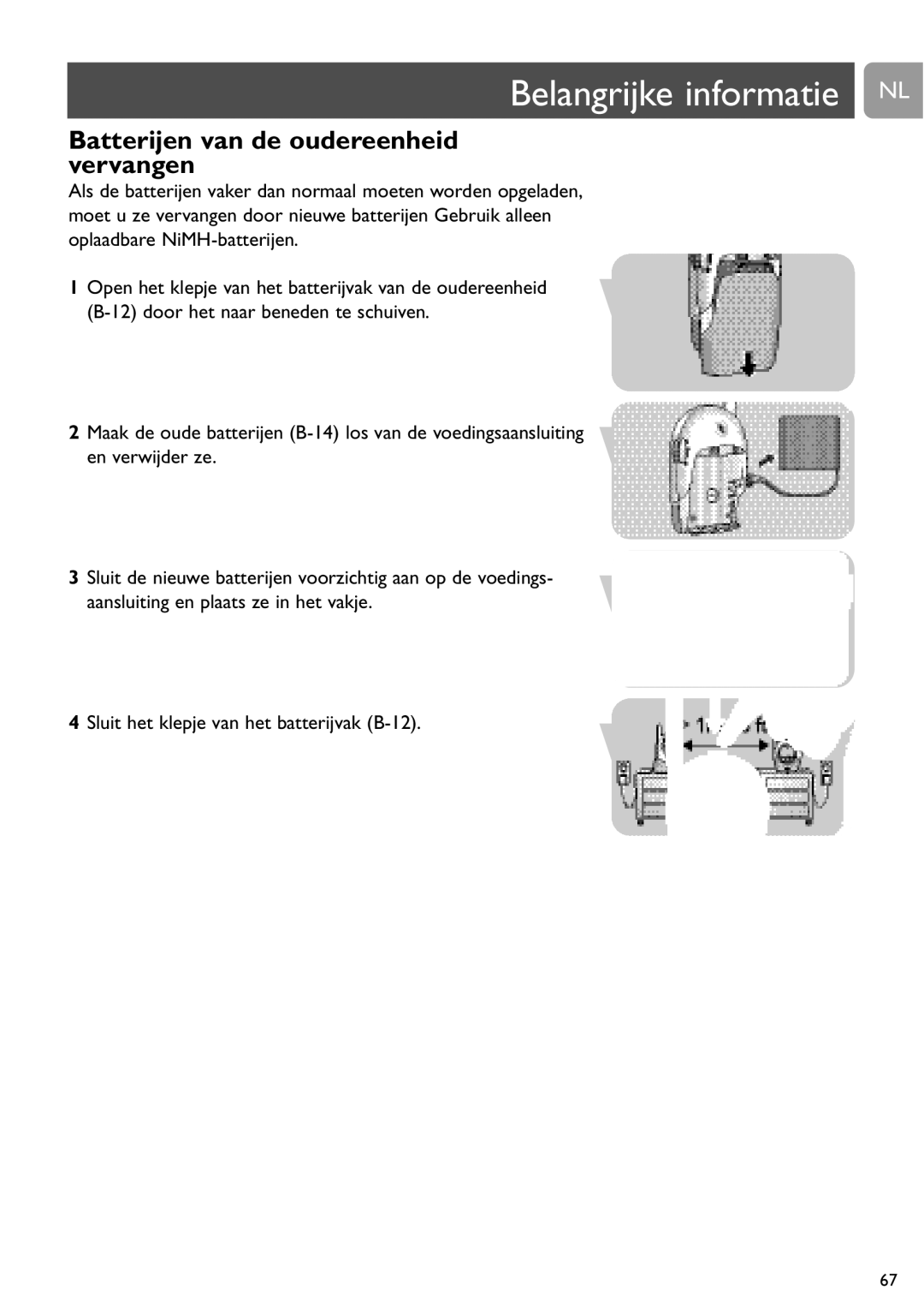 Philips SCD468 user manual Belangrijke informatie NL, Batterijen van de oudereenheid vervangen 