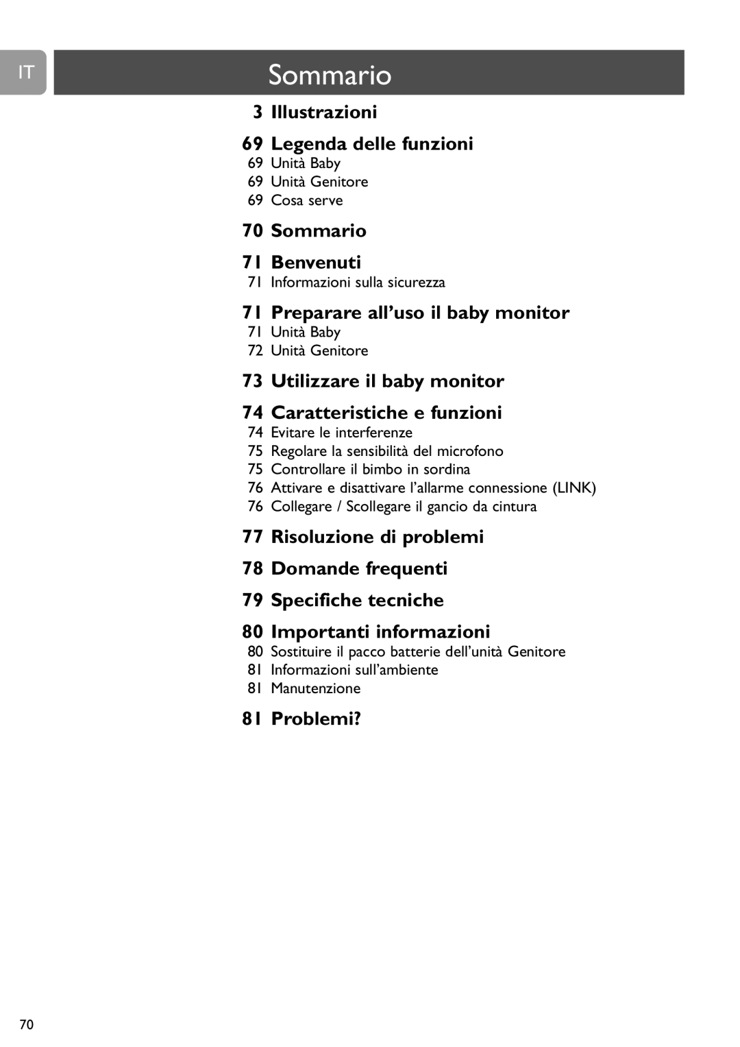 Philips SCD468 user manual ITSommario 