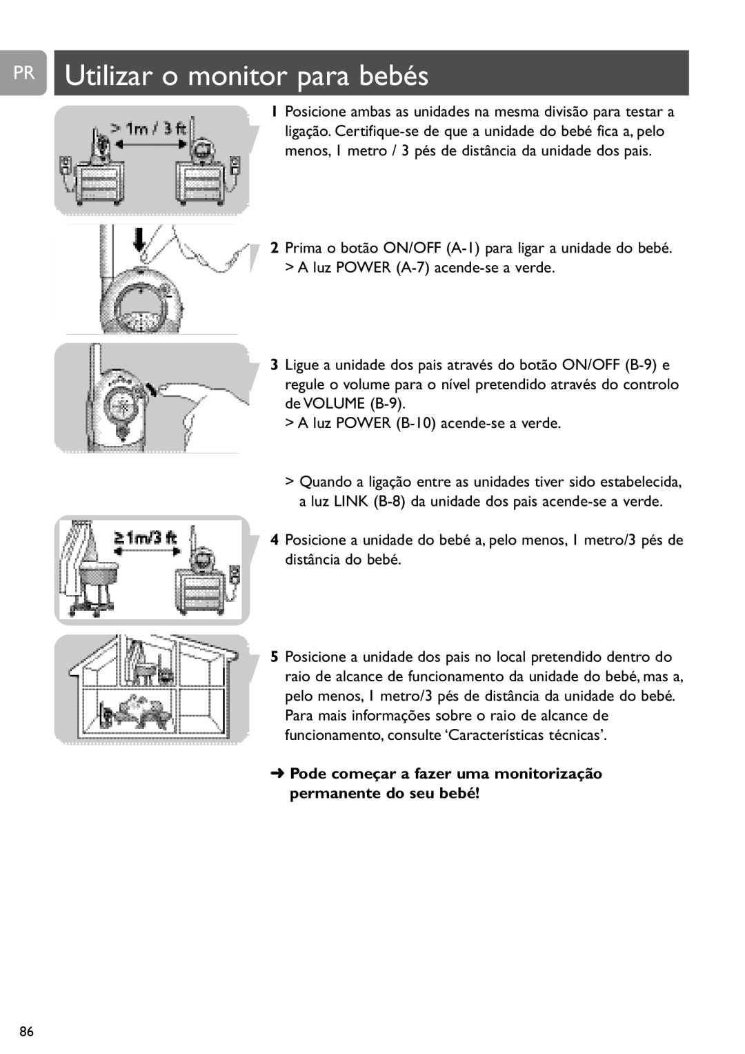 Philips SCD468 user manual PR Utilizar o monitor para bebés 