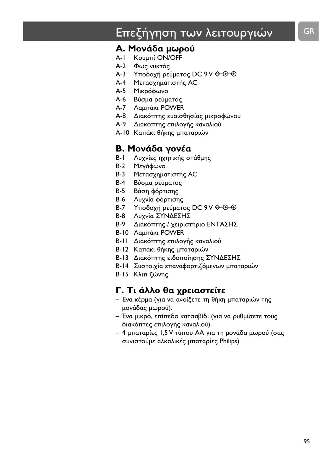 Philips SCD468 user manual DC 9 V -+ 