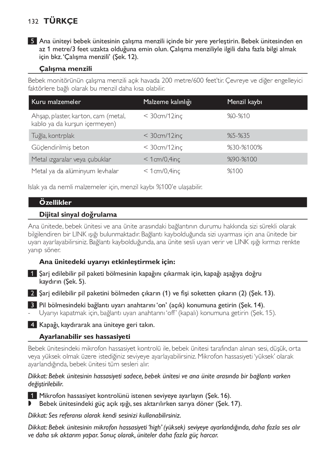 Philips SCD481 manual 132 Türkçe, Özellikler 