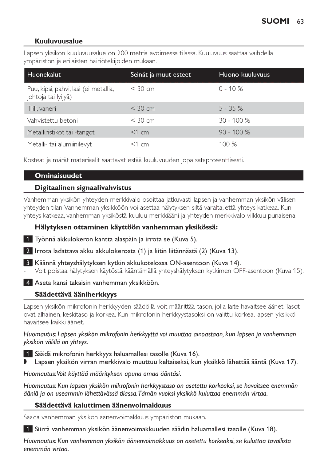 Philips SCD481 manual Ominaisuudet 