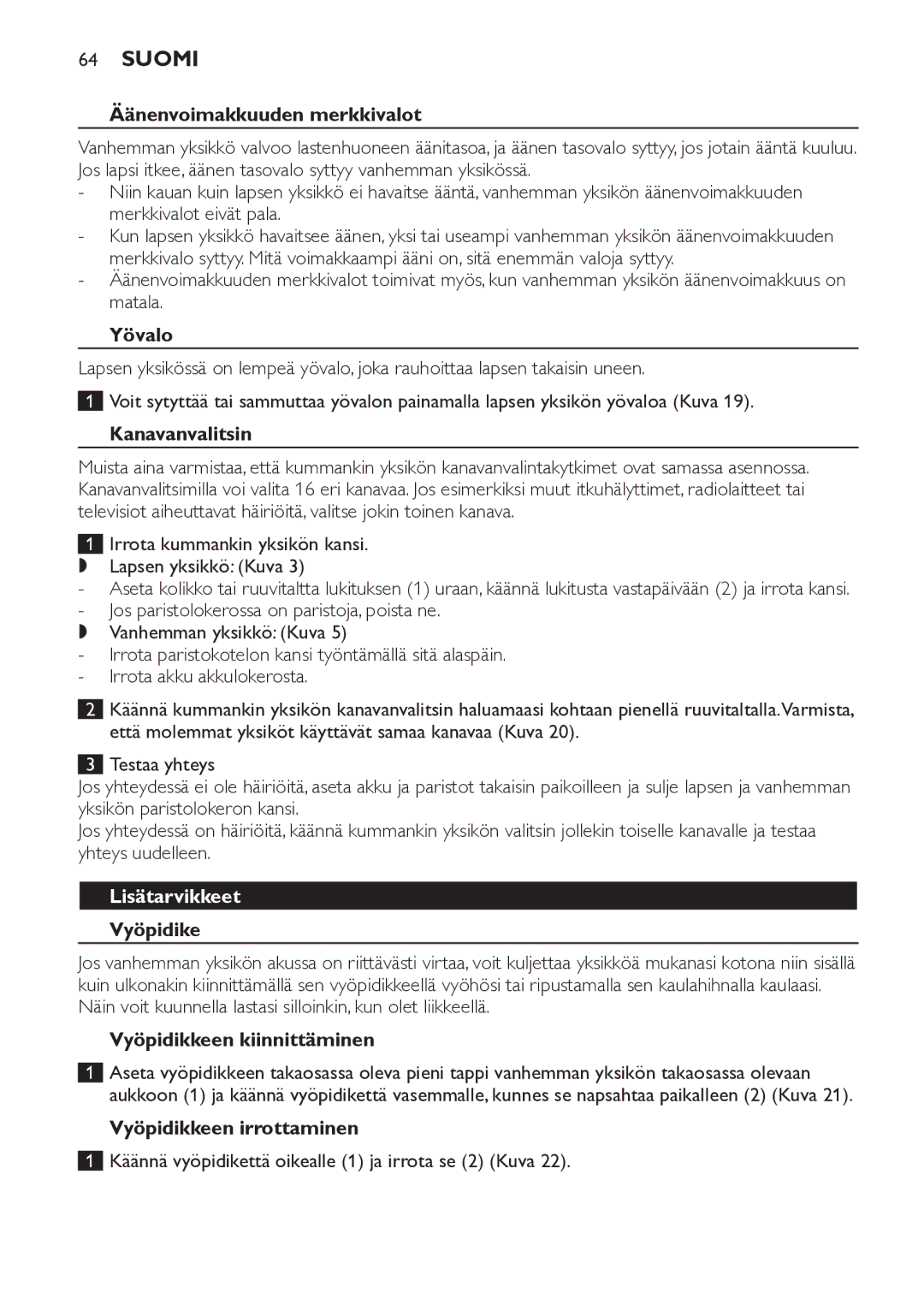 Philips SCD481 manual Lisätarvikkeet 