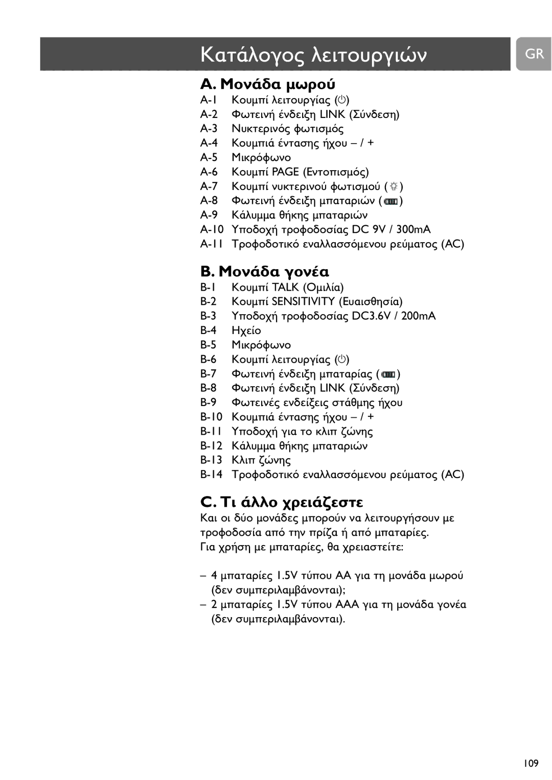 Philips SCD487 user manual DC 9V / 300mA, DC3.6V / 200mA 