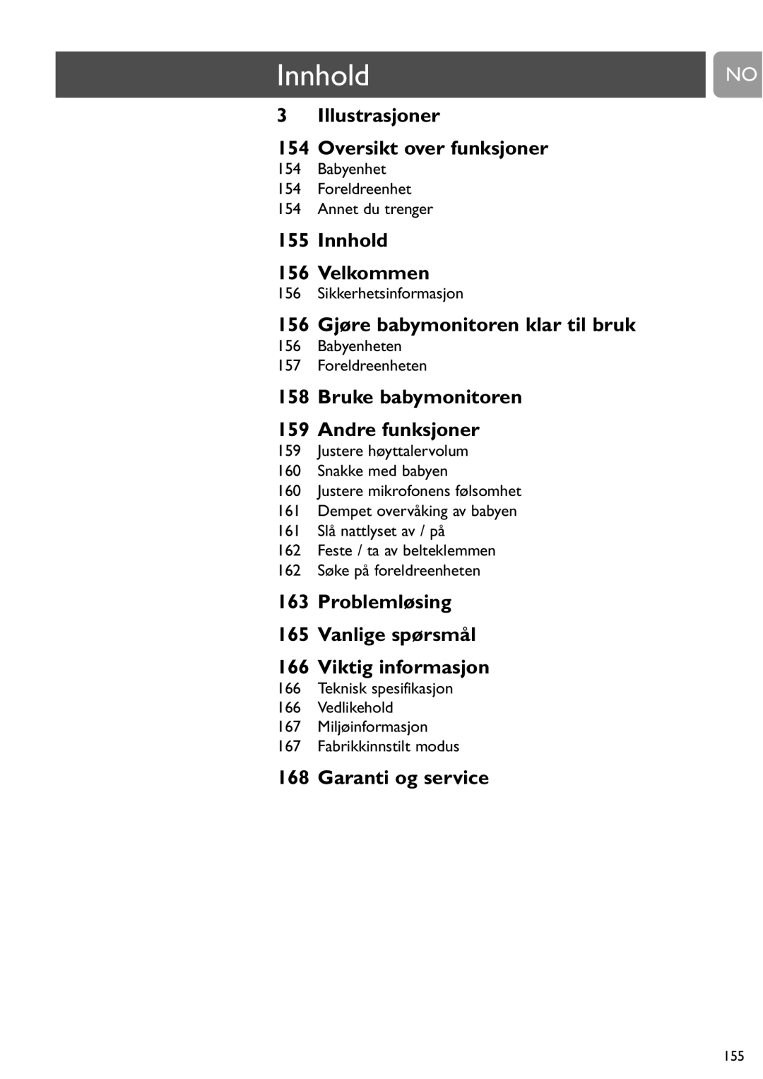 Philips SCD487 Innhold, Babyenhet Foreldreenhet Annet du trenger, Sikkerhetsinformasjon, Babyenheten Foreldreenheten 