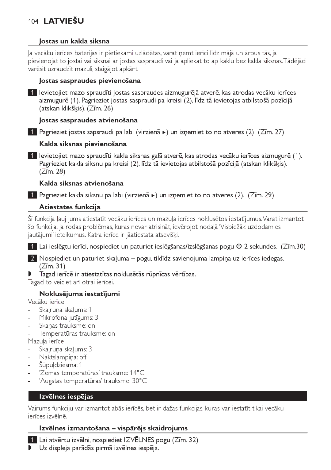 Philips SCD489 manual Izvēlnes iespējas 