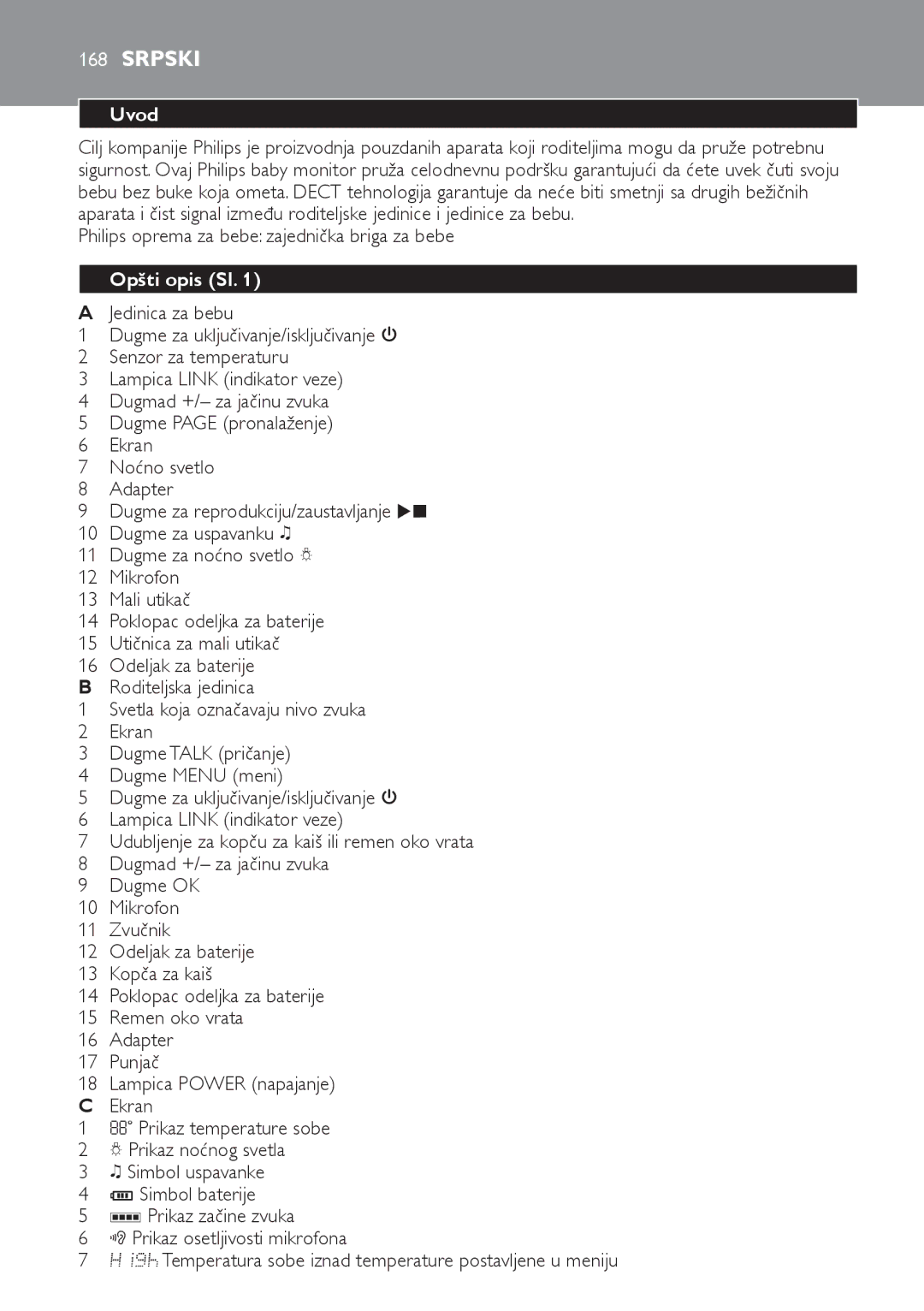 Philips SCD489 manual Srpski, Opšti opis Sl 