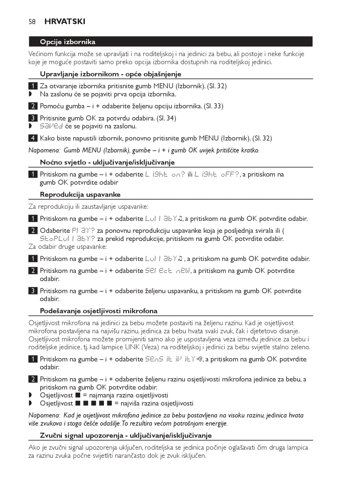 Philips SCD489 manual Opcije izbornika 