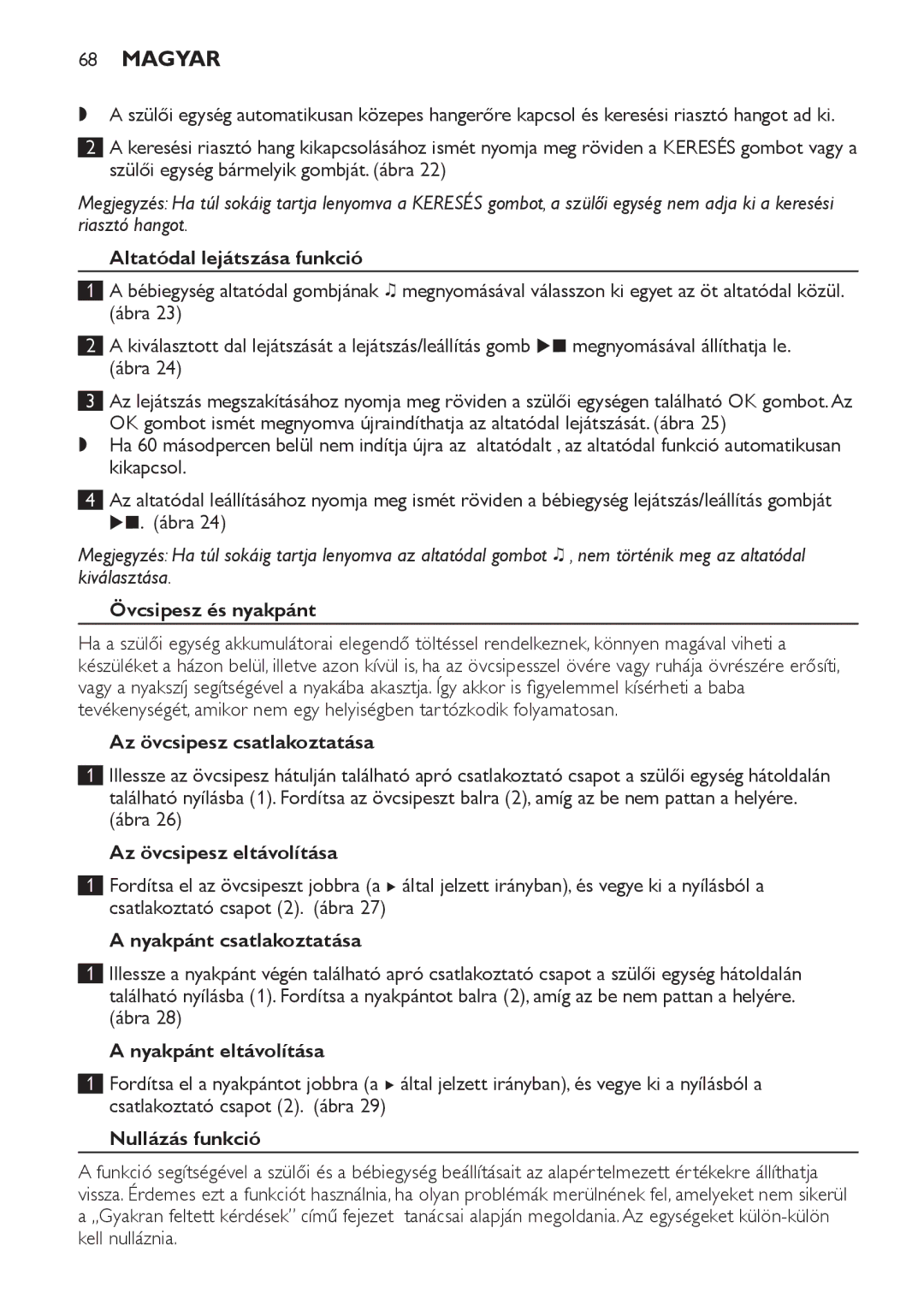 Philips SCD489 Altatódal lejátszása funkció, Övcsipesz és nyakpánt, Az övcsipesz csatlakoztatása, Nyakpánt csatlakoztatása 