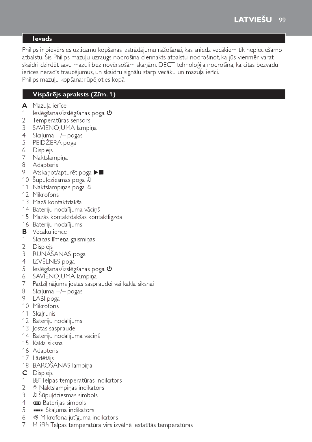 Philips SCD489 manual Latviešu, Ievads, Philips mazuļu kopšana rūpējoties kopā, Vispārējs apraksts Zīm 