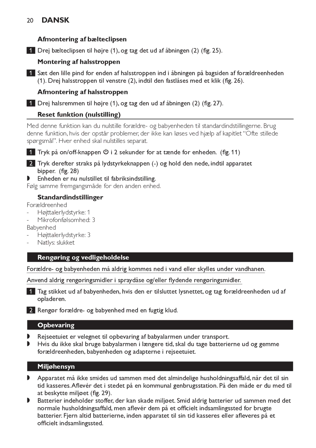 Philips SCD498 manual Rengøring og vedligeholdelse, Opbevaring, Miljøhensyn 