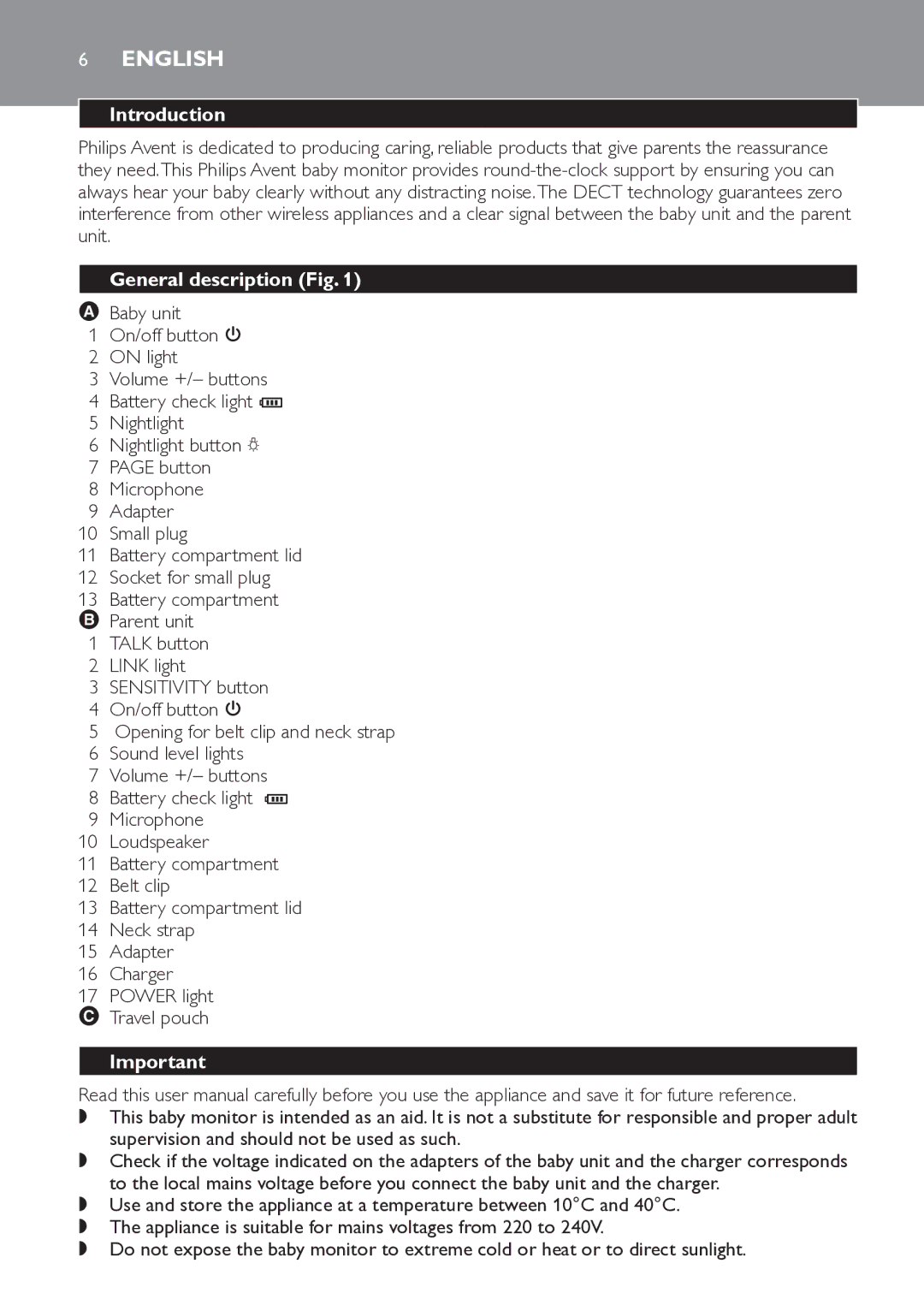 Philips SCD498 manual English, Introduction, General description Fig 