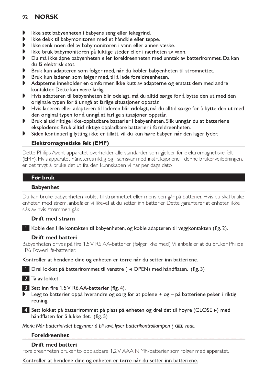 Philips SCD498 manual Norsk, Før bruk 