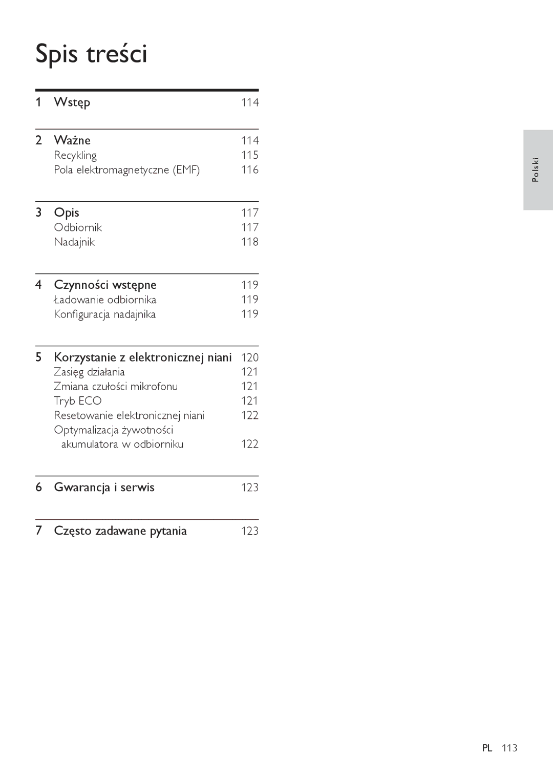 Philips SCD505 user manual Spis treści 