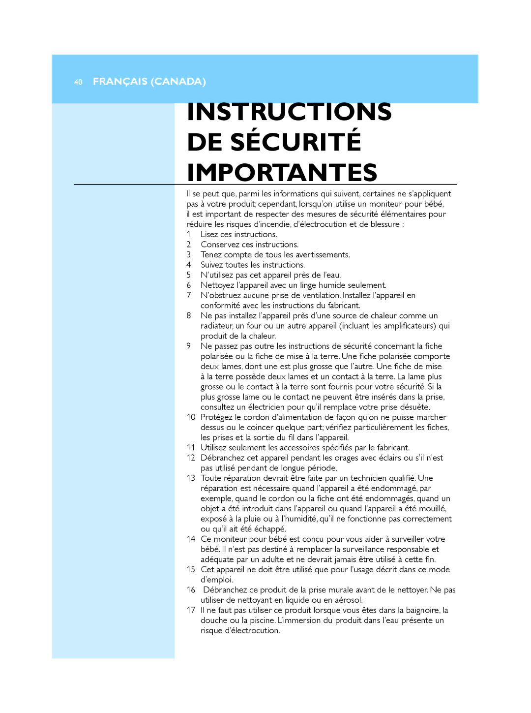 Philips SCD510/00 manual Instructions DE Sécurité Importantes 